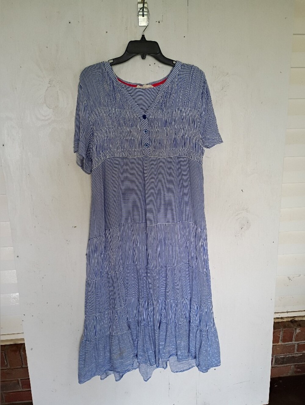 Blue Striped V-Neck Casual Women’s Dress Cactus + Pearl